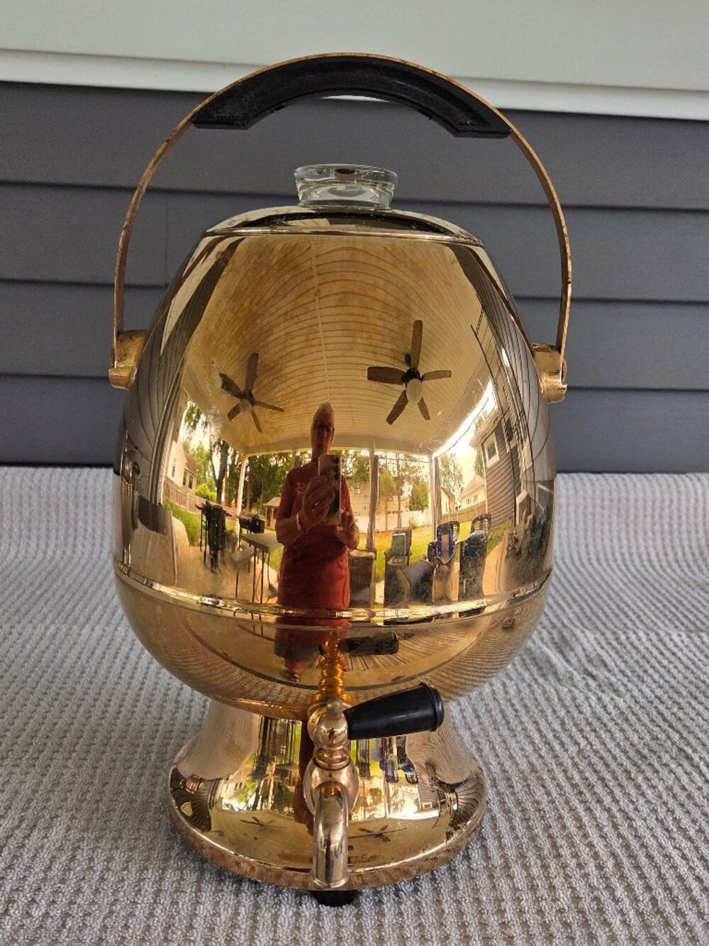 Royal Rochester Percolator Gold Color Egg Shaped 35 Cups Electric WORKS Art Deco